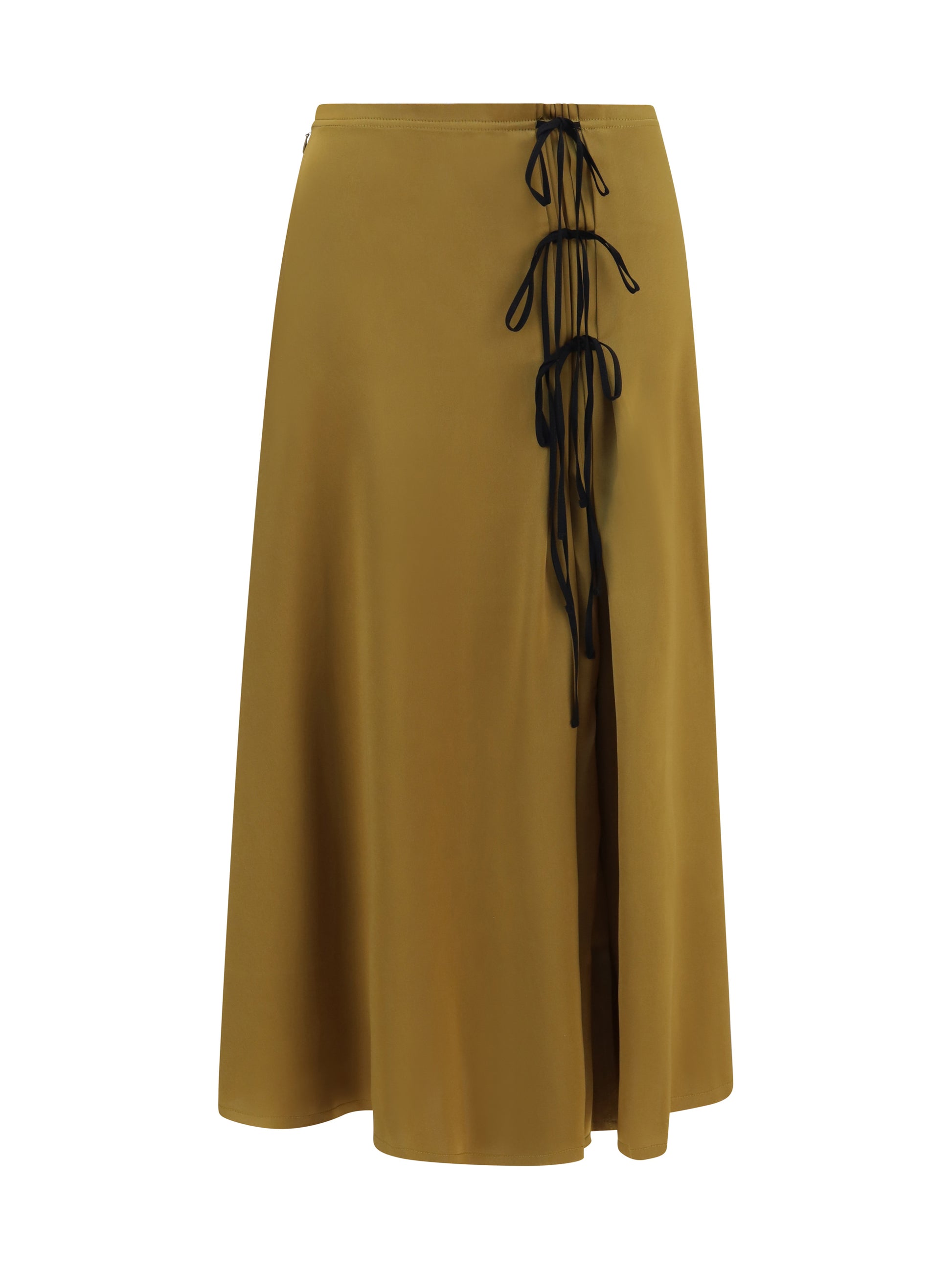Ganni Women Satin Midi Skirt With Tie Details GANNI
