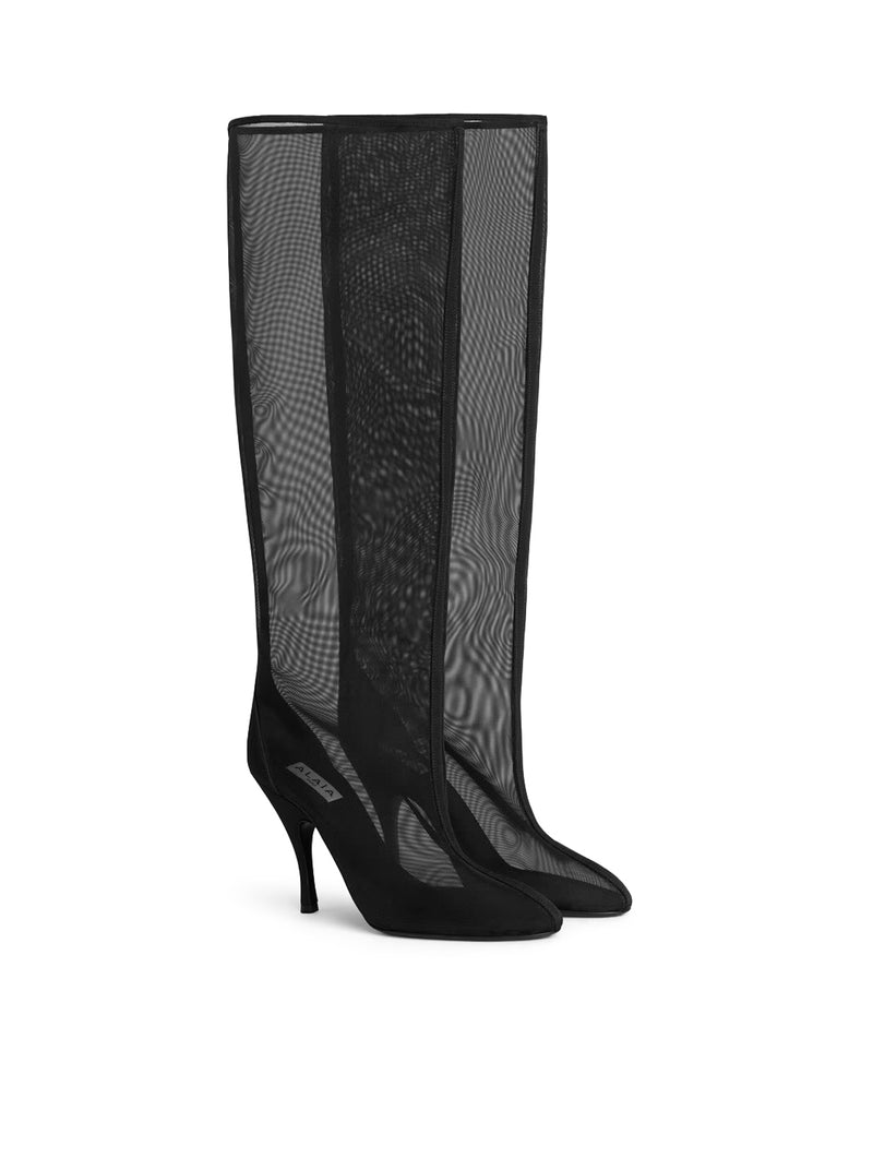 Alaia Women Knee-High Mesh Boots ALAIA