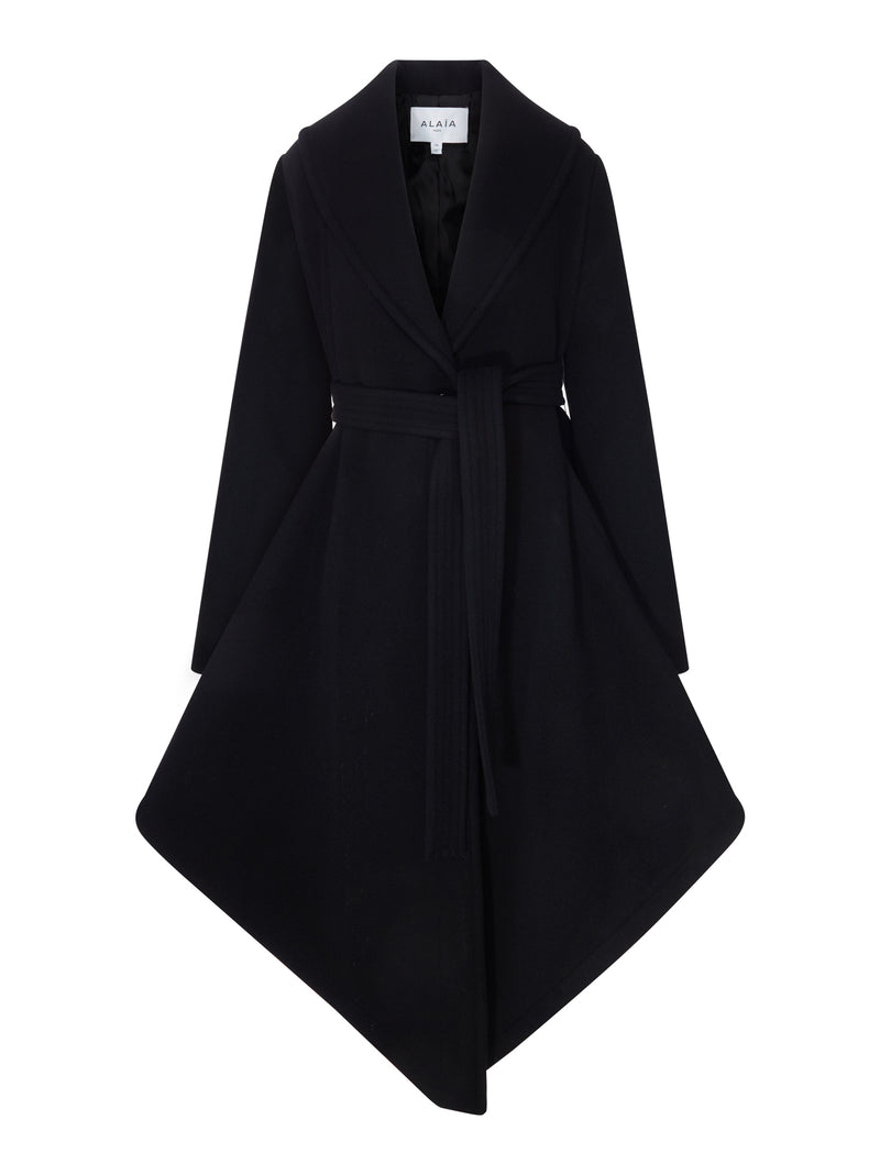 Alaia Women Black Asymmetric Coat With Belt ALAIA