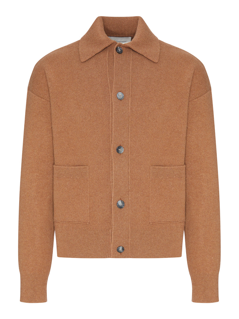 Ami Paris Men Wool Cardigan With Shirt Collar AMI PARIS