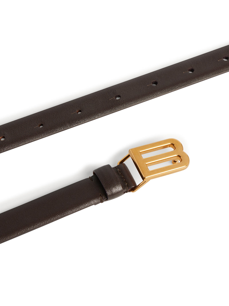 Balenciaga Women Bolero B Belt In Smooth Mocha Calfskin With Antique Gold-Tone Hardware BALENCIAGA