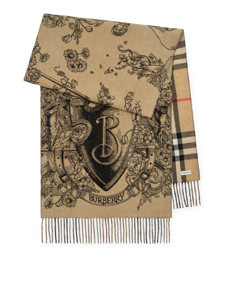 Burberry Men Reversible Cashmere Scarf With Etched Detail BURBERRY