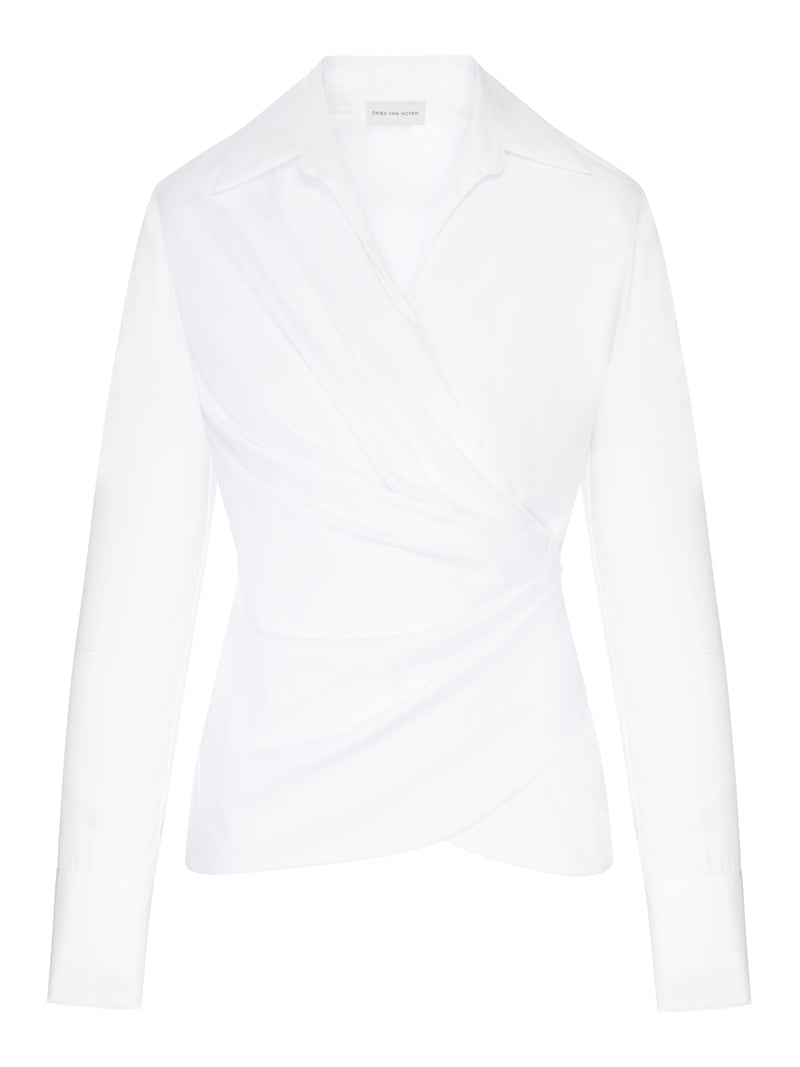 Dries Van Noten Women White Draped Wrap Shirt DRIES VAN NOTEN