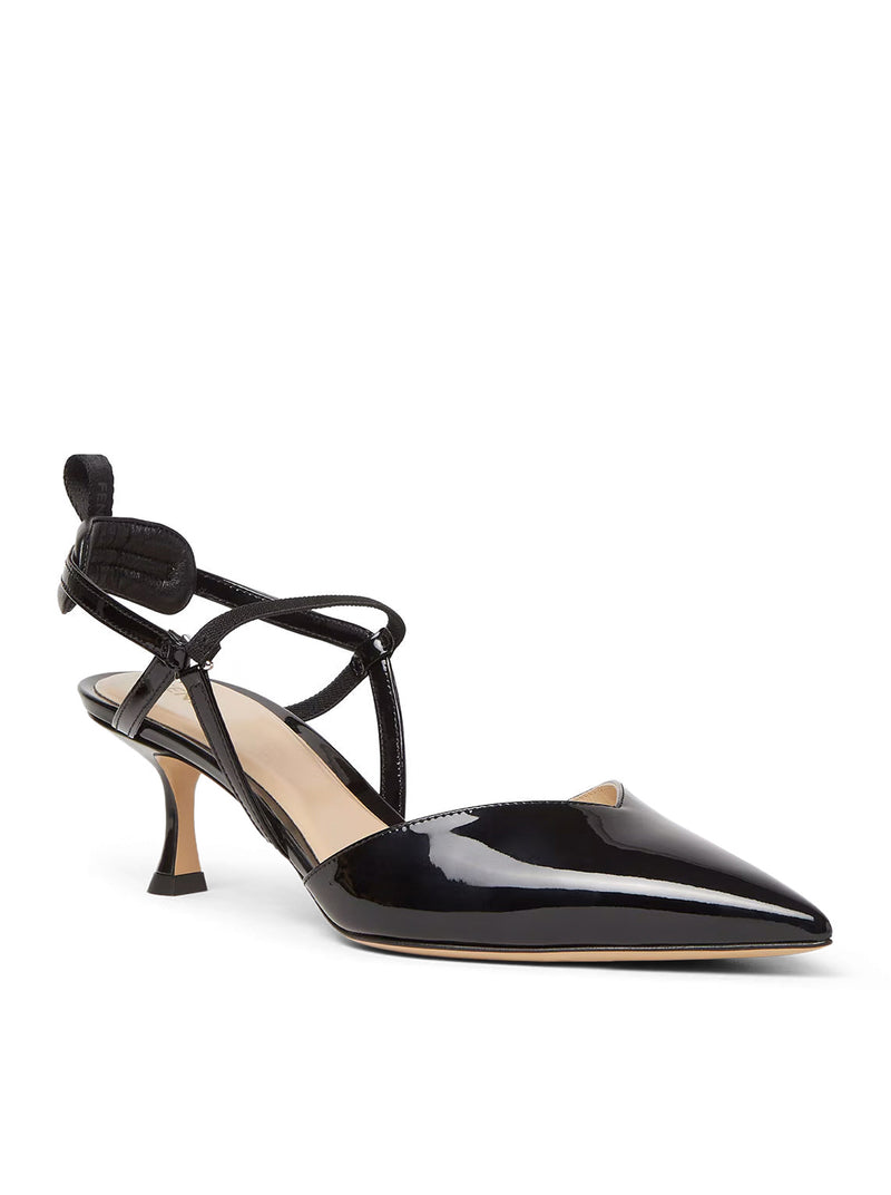 Fendi Women Very Colibrì Slingback With Medium Heel In Black Patent Leather FENDI