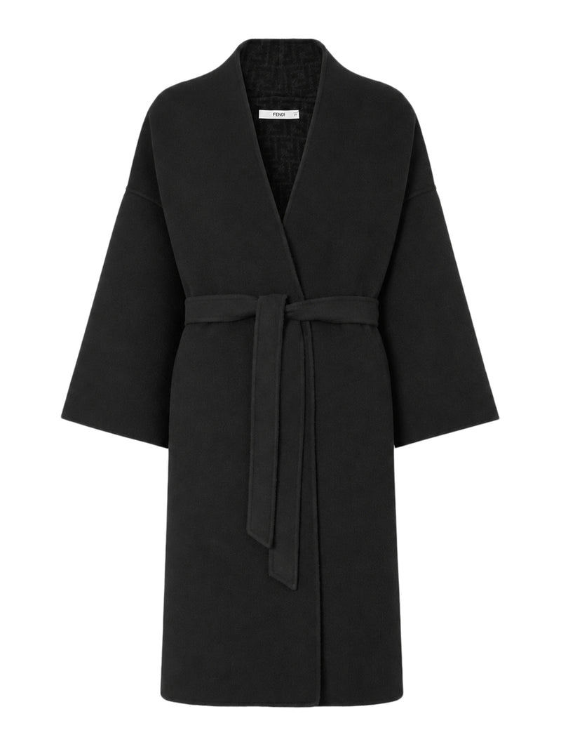 Fendi Women Ff Wool Coat With Waist Belt FENDI