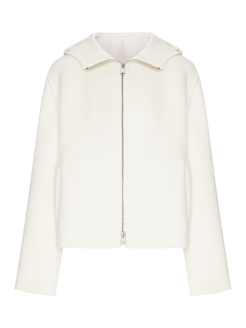 Fendi Women Ff Zip-Up Hooded Blouson In Wool Blend FENDI