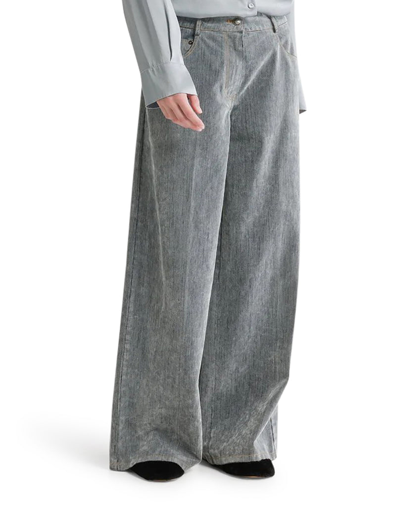 Forte Forte Women Grey Flocked Denim Wide-Leg Jeans FORTE FORTE