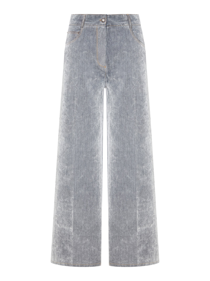 Forte Forte Women Grey Flocked Denim Wide-Leg Jeans FORTE FORTE