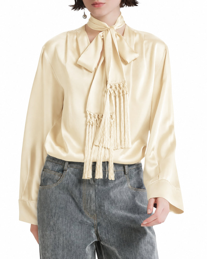 Forte Forte Women Silk Satin Shirt With Scarf FORTE FORTE