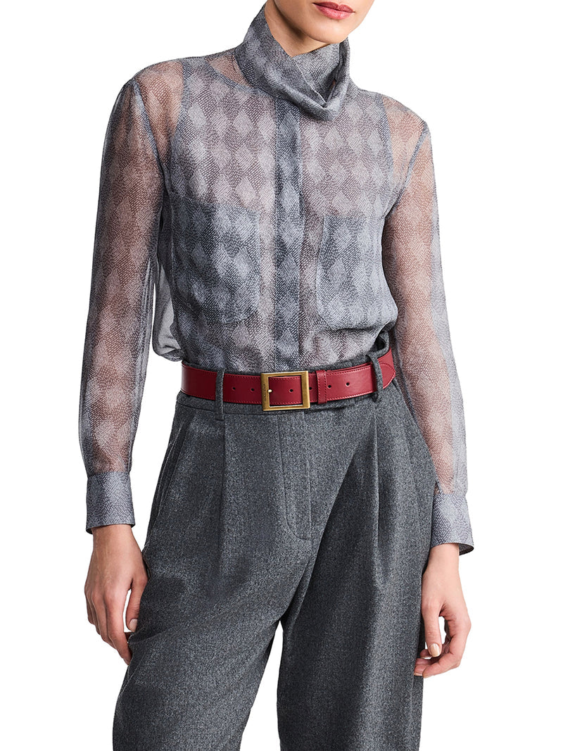 Giorgio Armani Women Silk High-Neck Blouse With Diamond Print GIORGIO ARMANI