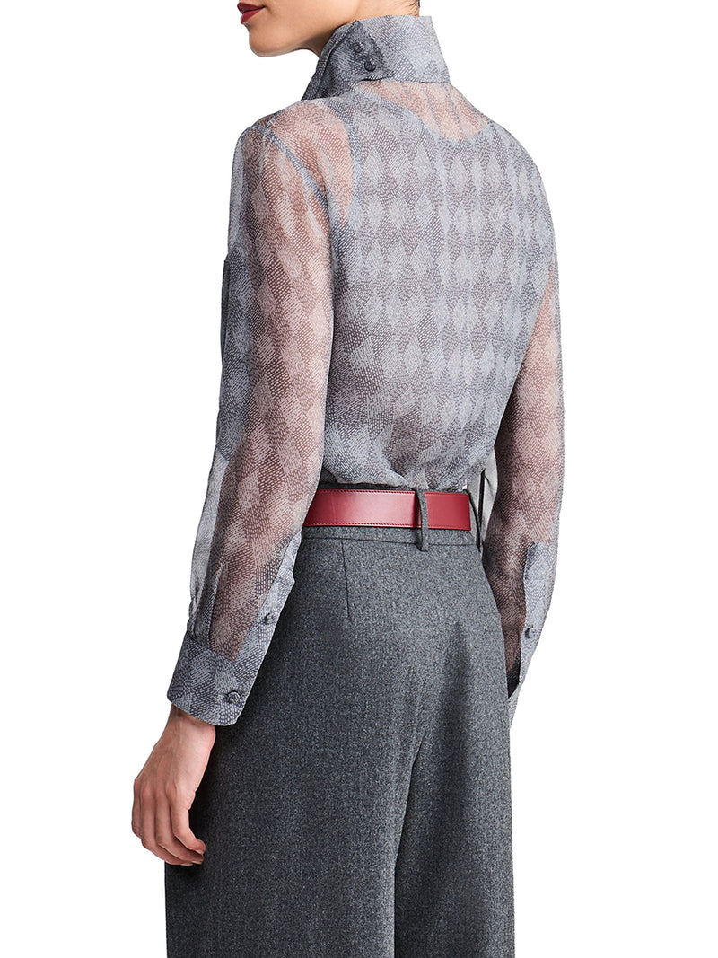 Giorgio Armani Women Silk High-Neck Blouse With Diamond Print GIORGIO ARMANI