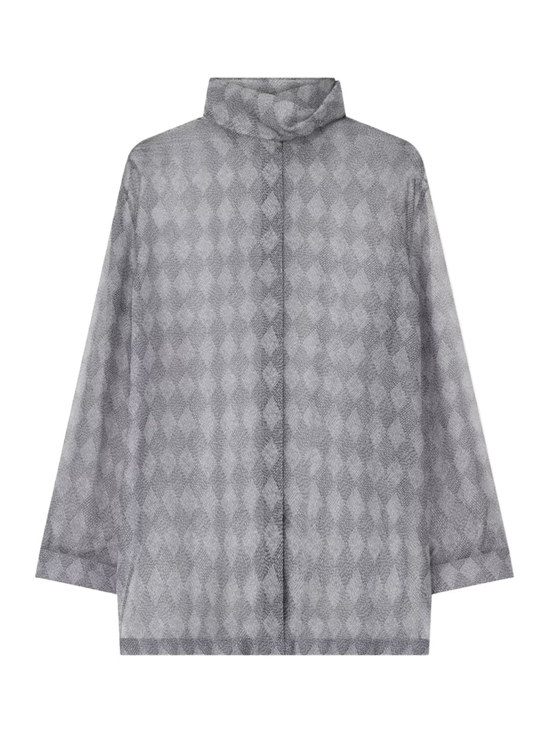 Giorgio Armani Women Silk High-Neck Blouse With Diamond Print GIORGIO ARMANI