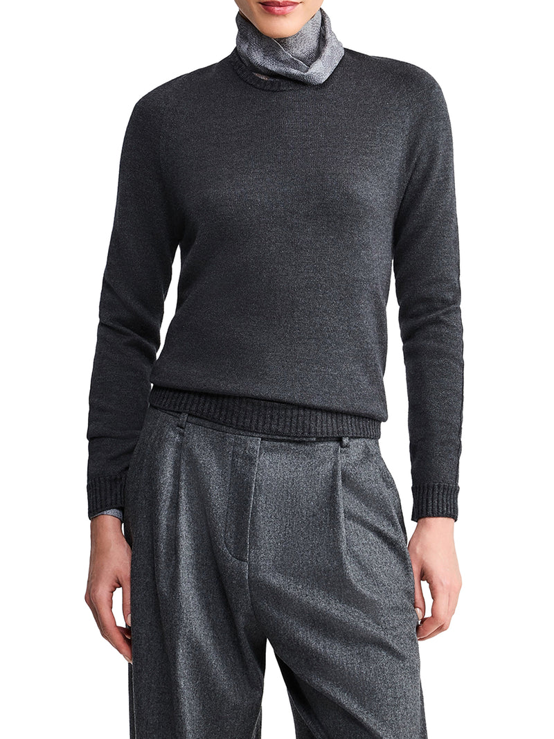 Giorgio Armani Women Anthracite Grey Crew-Neck Sweater