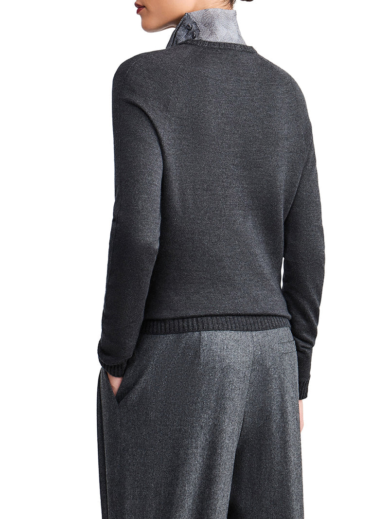 Giorgio Armani Women Anthracite Grey Crew-Neck Sweater