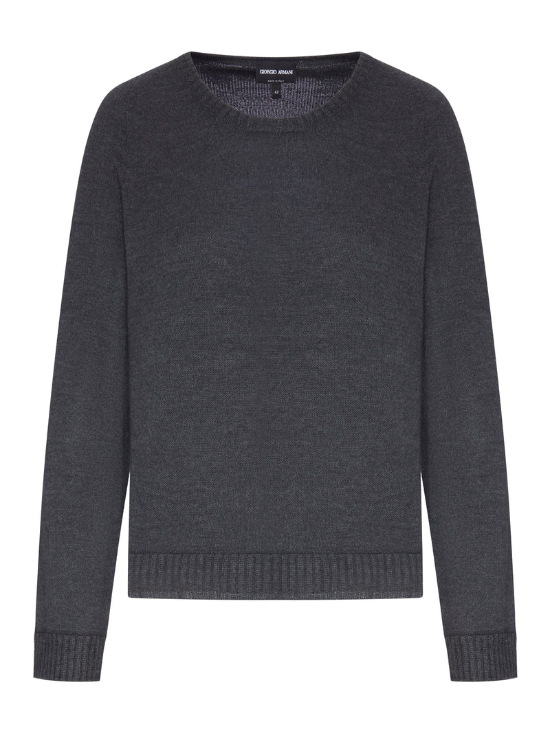 Giorgio Armani Women Anthracite Grey Crew-Neck Sweater