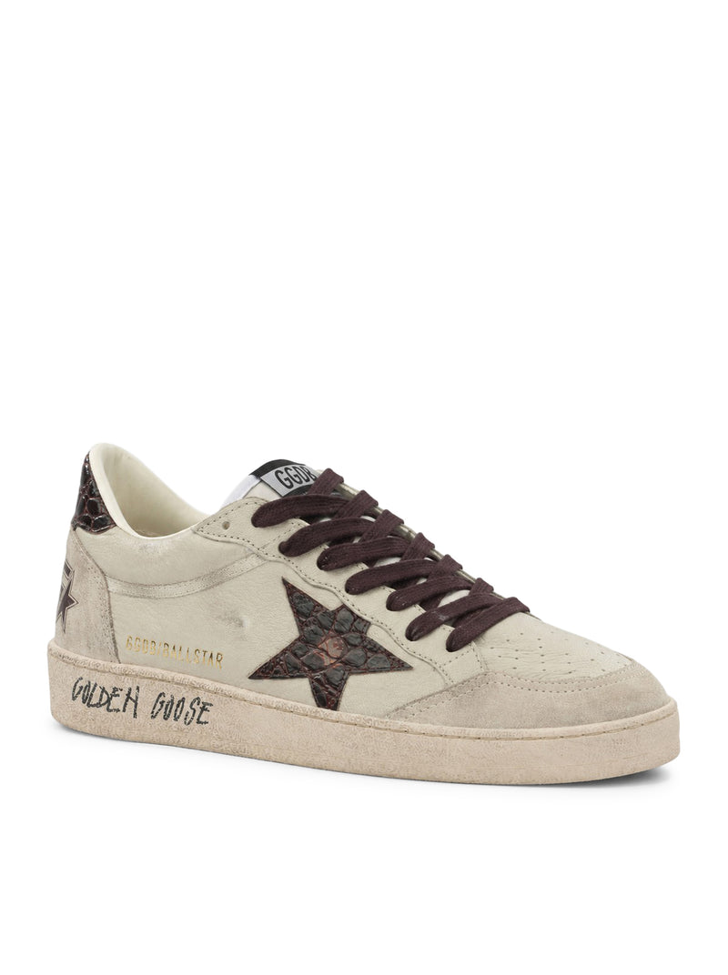 Golden Goose Deluxe Brand Men Ball-Star Sneakers In Leather With Crocodile Inserts GOLDEN GOOSE