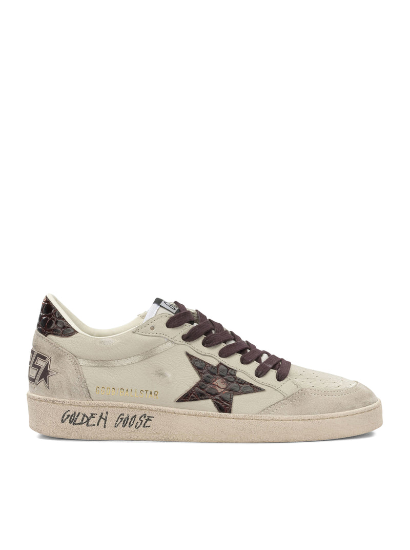 Golden Goose Deluxe Brand Men Ball-Star Sneakers In Leather With Crocodile Inserts GOLDEN GOOSE