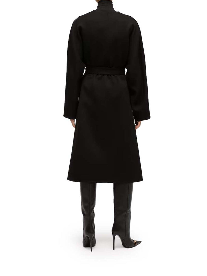 Gucci Women Long Silk And Wool Coat With Gg Lining GUCCI