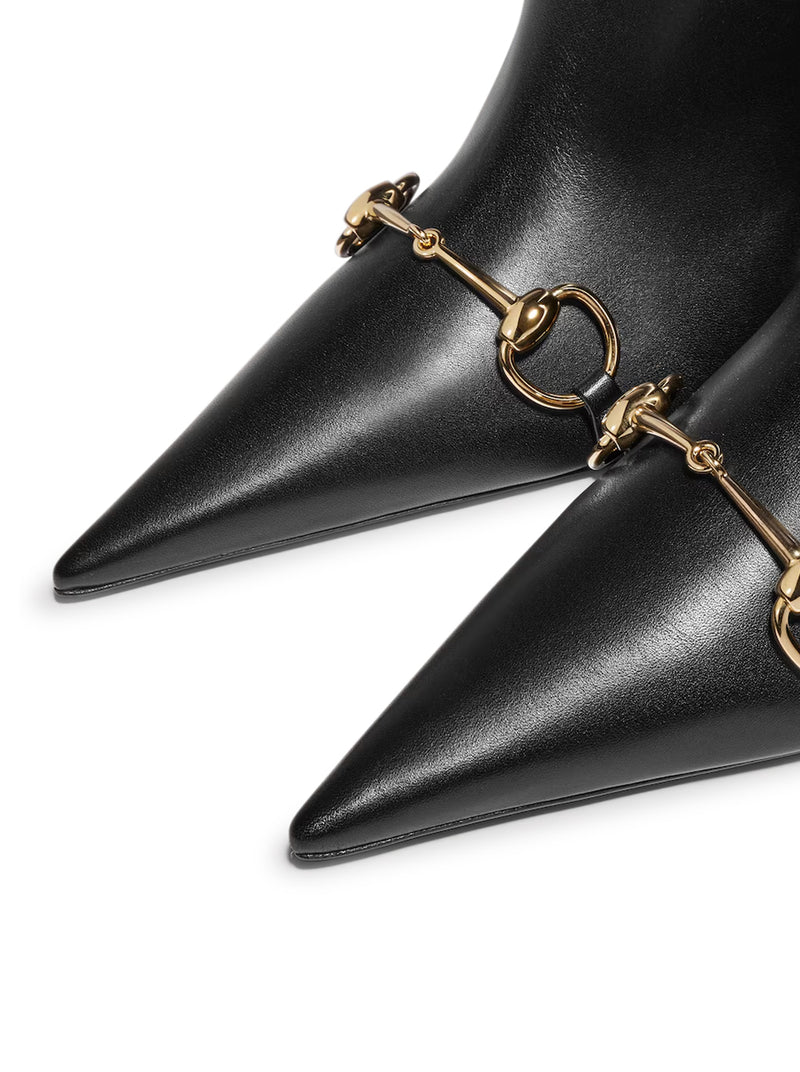 Gucci Women Leather Slip-On Boots With Horsebit GUCCI