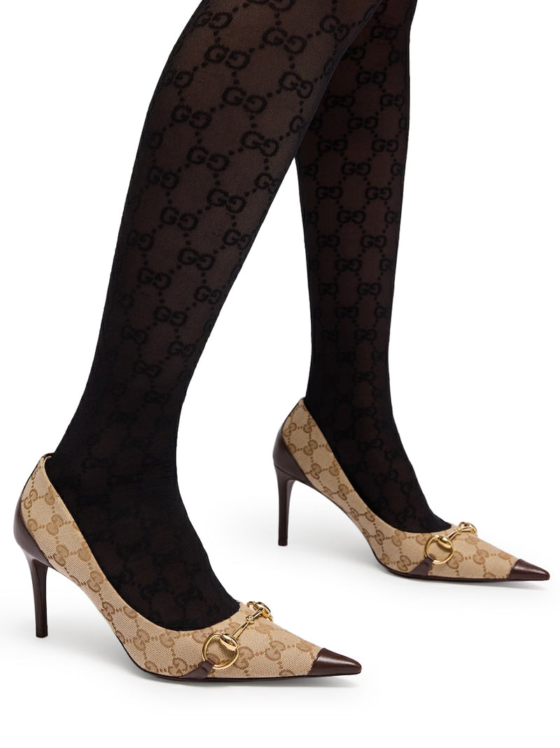 Gucci Women Women`S Gg Leather And Fabric Décolleté GUCCI
