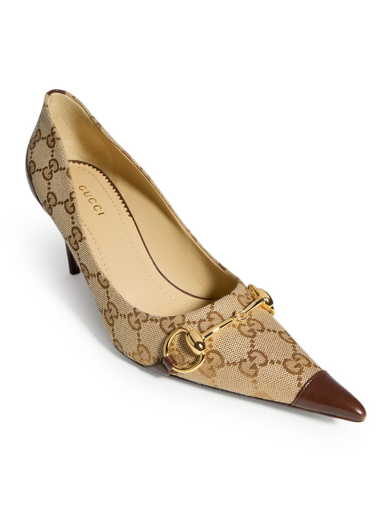 Gucci Women Women`S Gg Leather And Fabric Décolleté GUCCI