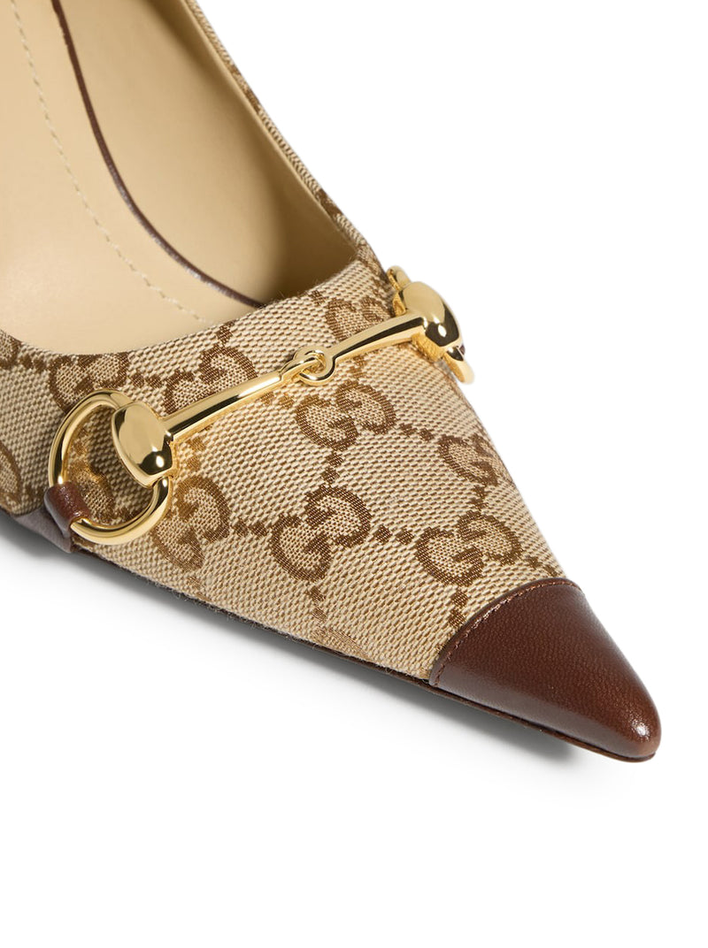 Gucci Women Women`S Gg Leather And Fabric Décolleté GUCCI