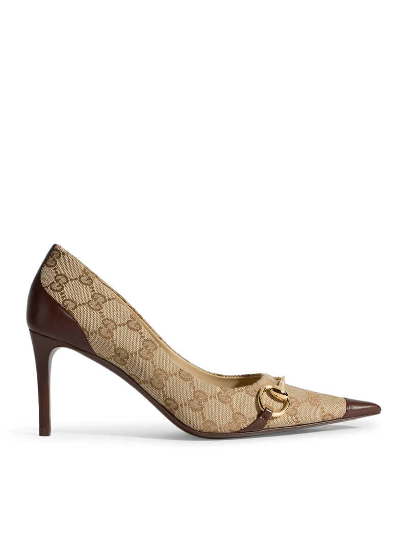 Gucci Women Women`S Gg Leather And Fabric Décolleté GUCCI