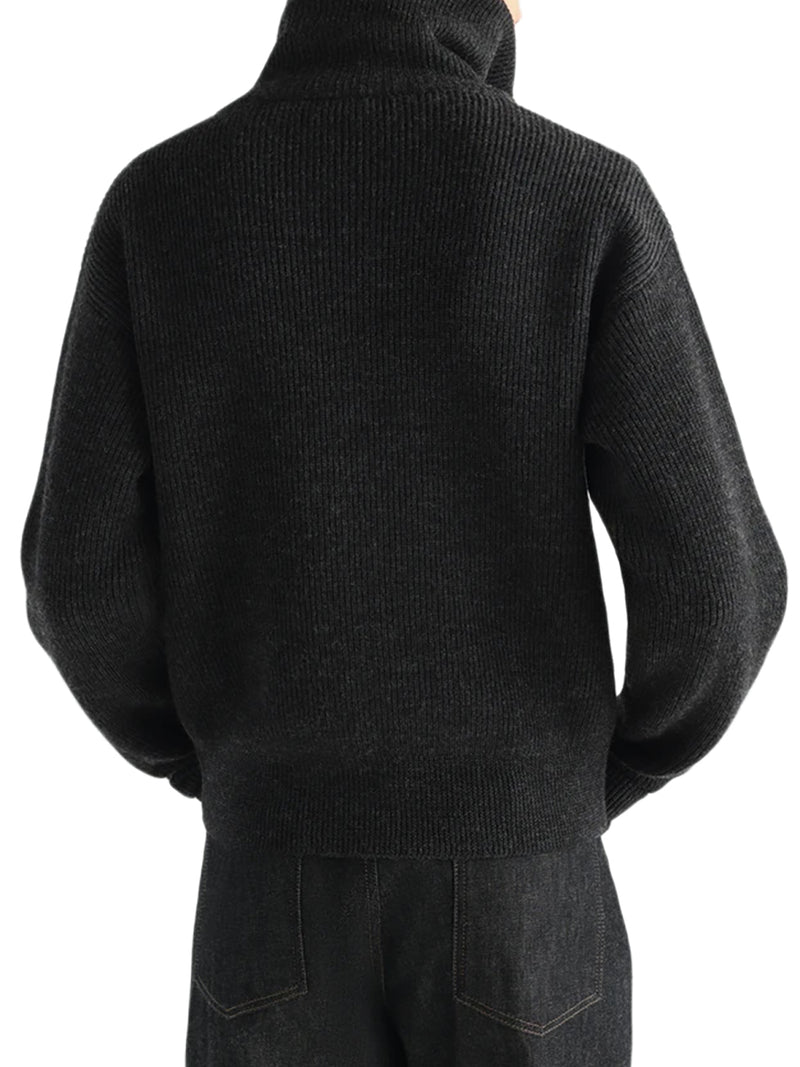 Lemaire Men Zip-Up Wool Cardigan With A Mélange Effect LEMAIRE