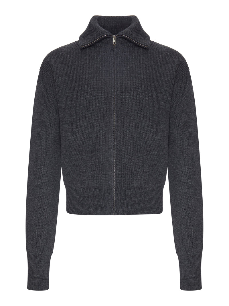 Lemaire Men Zip-Up Wool Cardigan With A Mélange Effect LEMAIRE