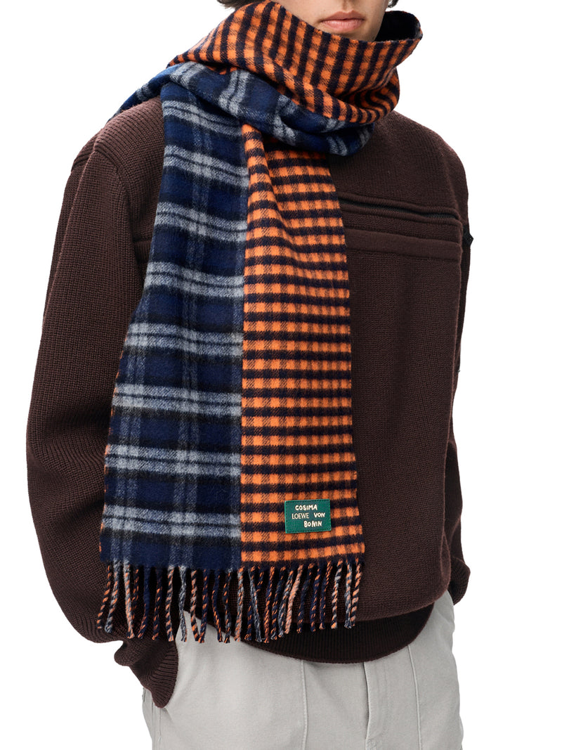 Loewe Women Jacquard Wool And Cashmere Blend Scarf With Checked Pattern LOEWE