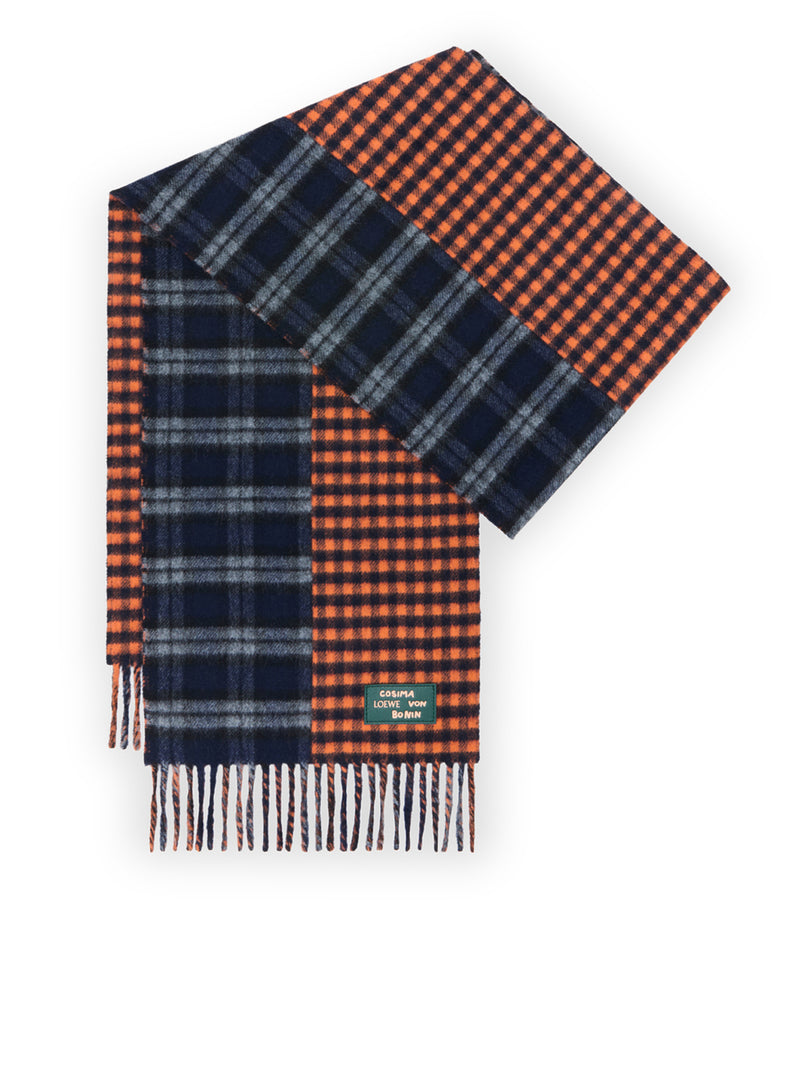 Loewe Women Jacquard Wool And Cashmere Blend Scarf With Checked Pattern LOEWE