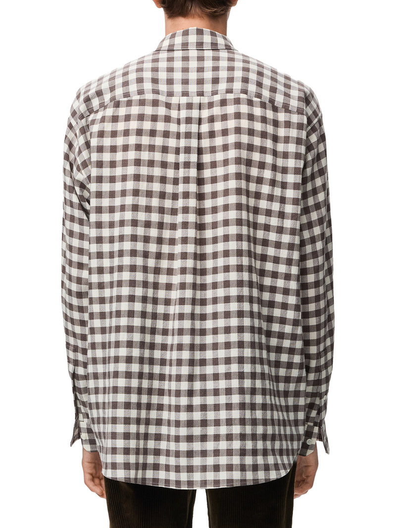 Loewe Men Wool-Cotton Blend Flannel Shirt With Contrasting Patchwork Construction LOEWE