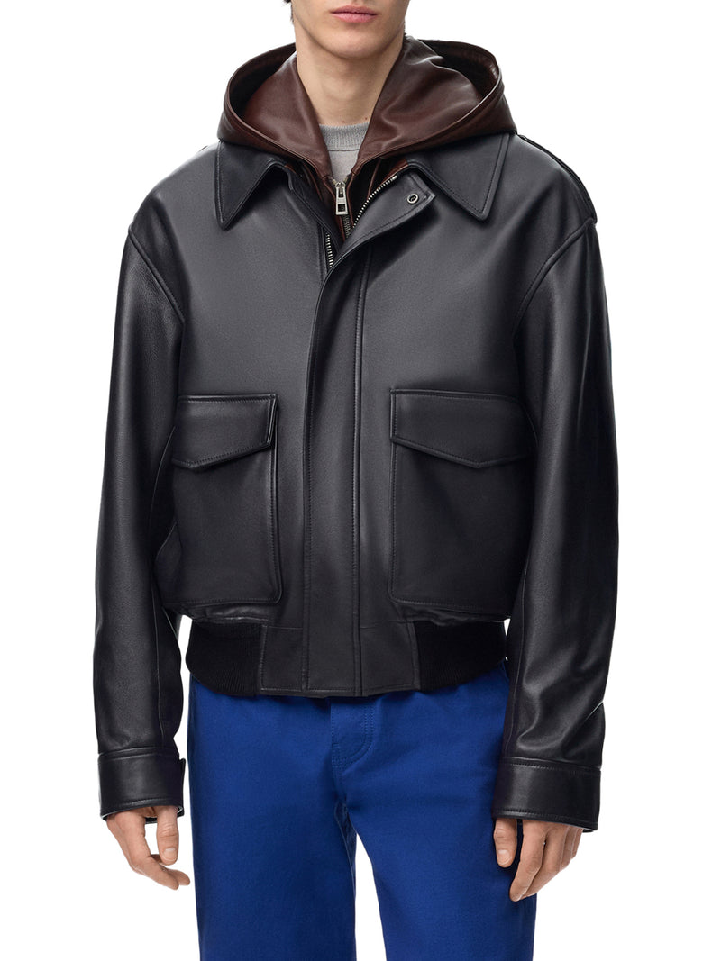 Loewe Men Lambskin Nappa Jacket With A Contrasting Hood LOEWE