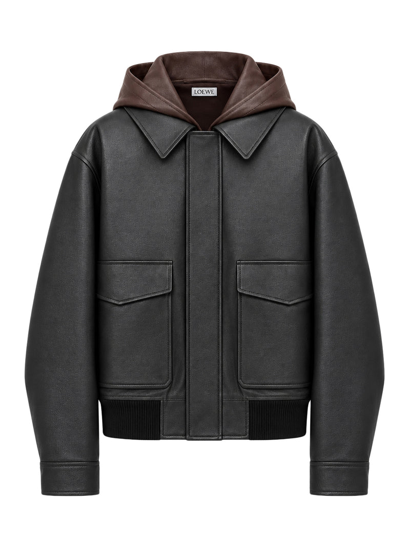 Loewe Men Lambskin Nappa Jacket With A Contrasting Hood LOEWE