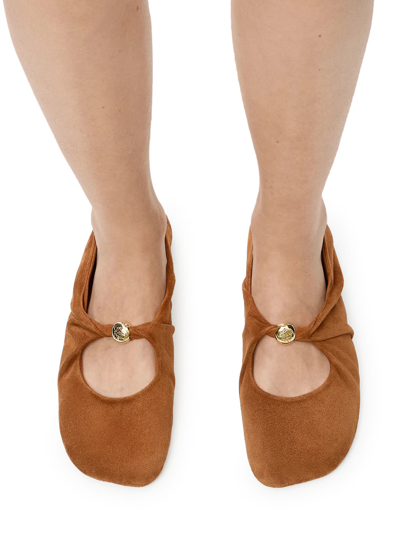 Loewe Women Pebble Soft Ballet Flats In Suede Goatskin LOEWE