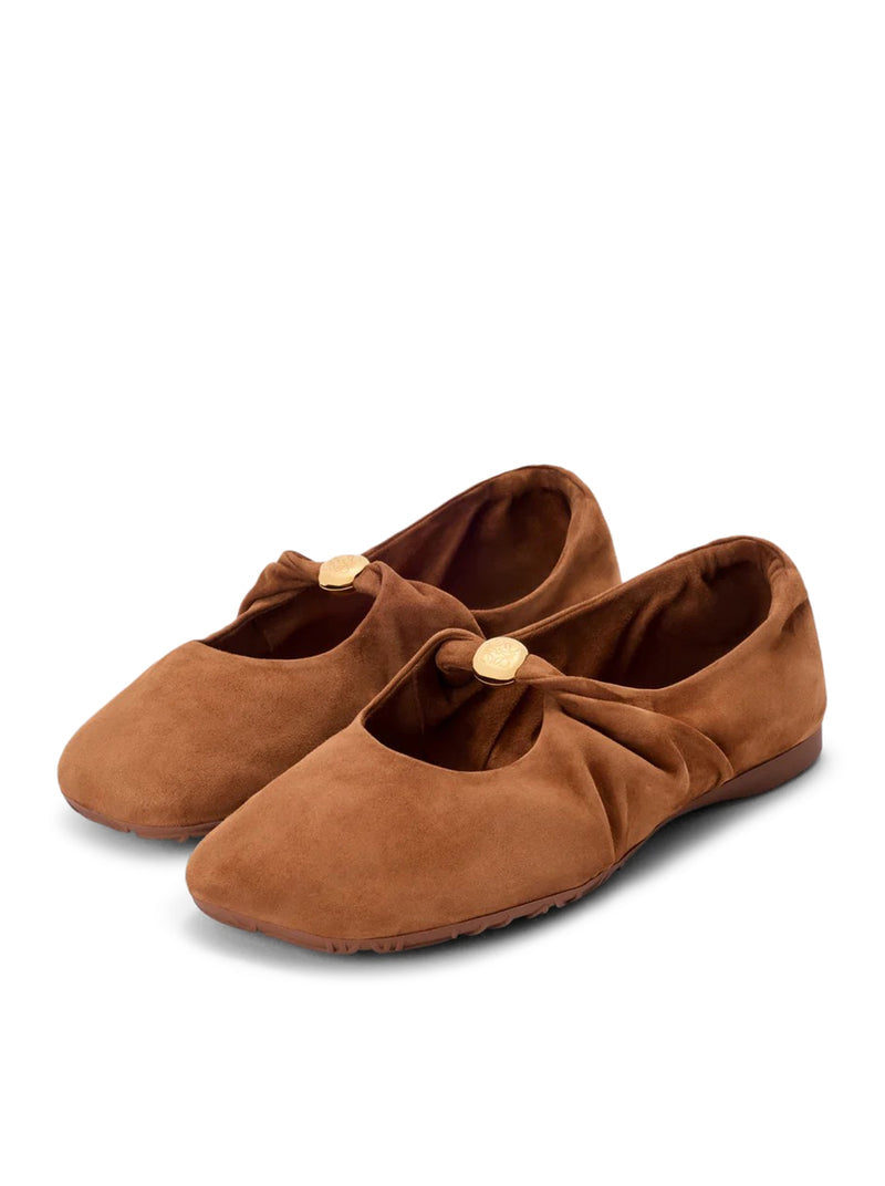 Loewe Women Pebble Soft Ballet Flats In Suede Goatskin LOEWE