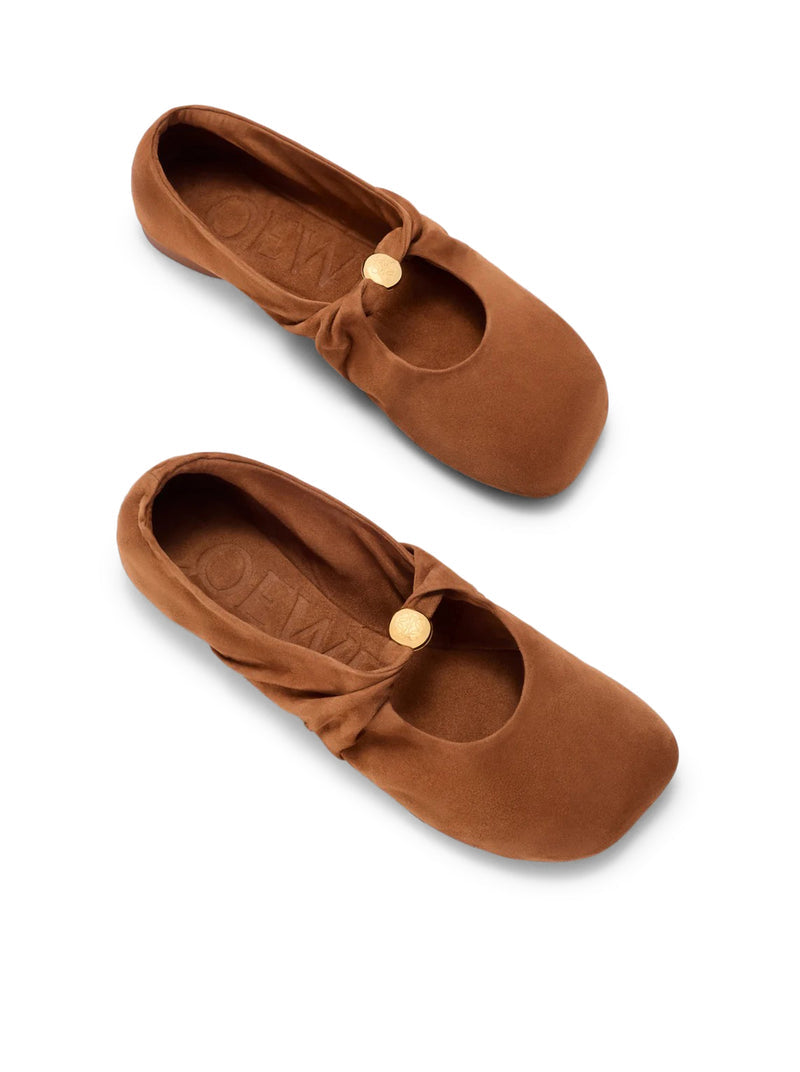 Loewe Women Pebble Soft Ballet Flats In Suede Goatskin LOEWE