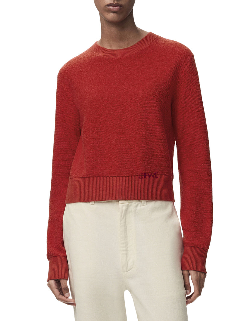 Loewe Women Wool Sweater With Hand-Embroidered Loewe Detail Applied To The Hem LOEWE