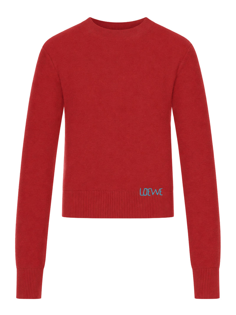 Loewe Women Wool Sweater With Hand-Embroidered Loewe Detail Applied To The Hem LOEWE