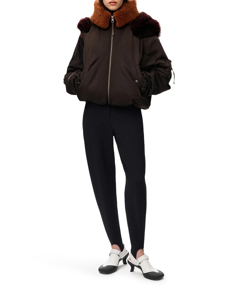 Loewe Women Technical Coating Bomber Jacket With Double Layer Construction And Checked Back LOEWE
