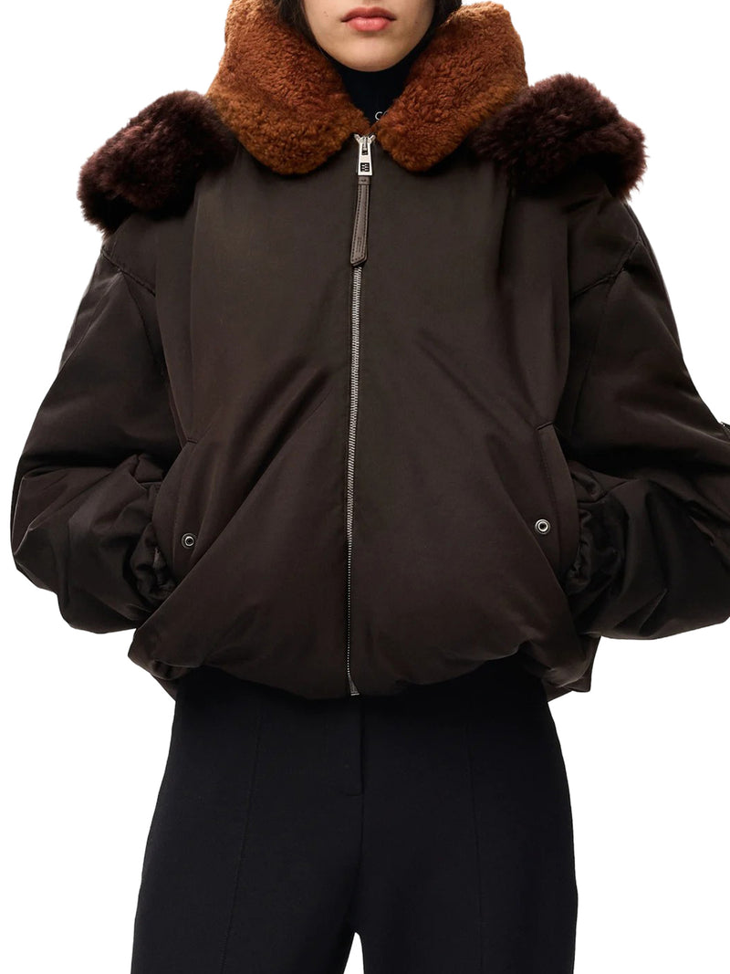 Loewe Women Technical Coating Bomber Jacket With Double Layer Construction And Checked Back LOEWE