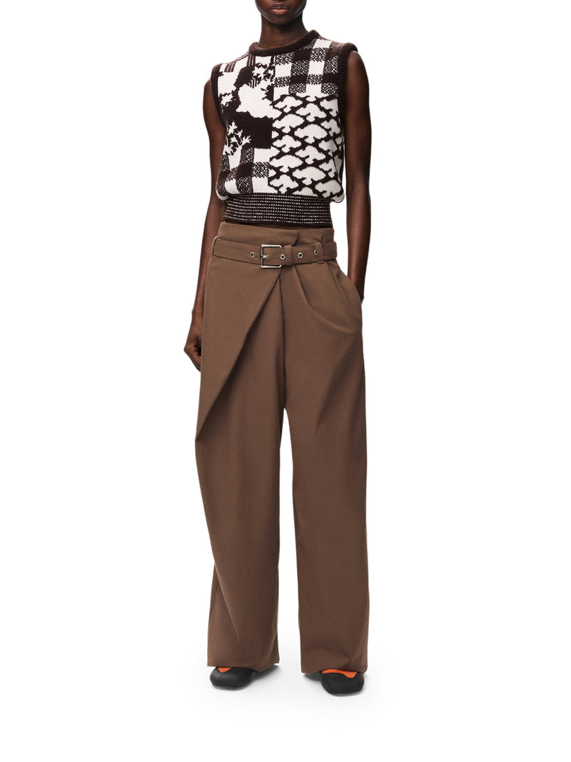 Loewe Women Cotton Trousers With Asymmetric Draping LOEWE