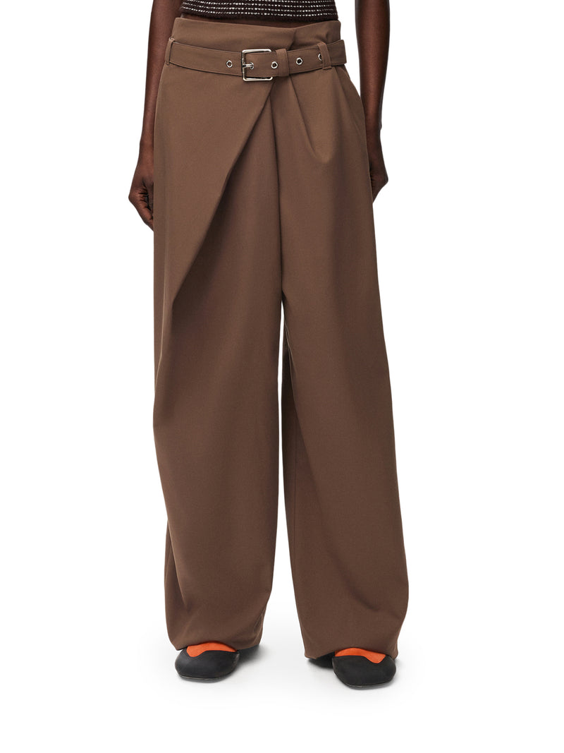 Loewe Women Cotton Trousers With Asymmetric Draping LOEWE