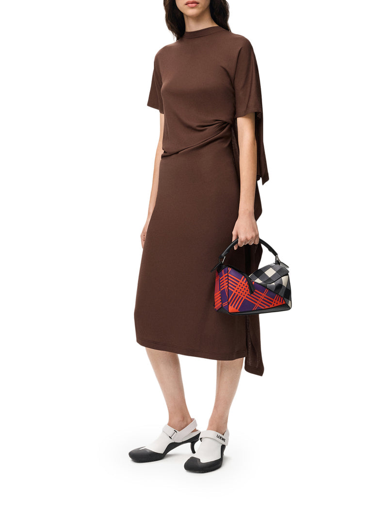 Loewe Women Dress With Asymmetric Draped Construction And Cape Panel LOEWE