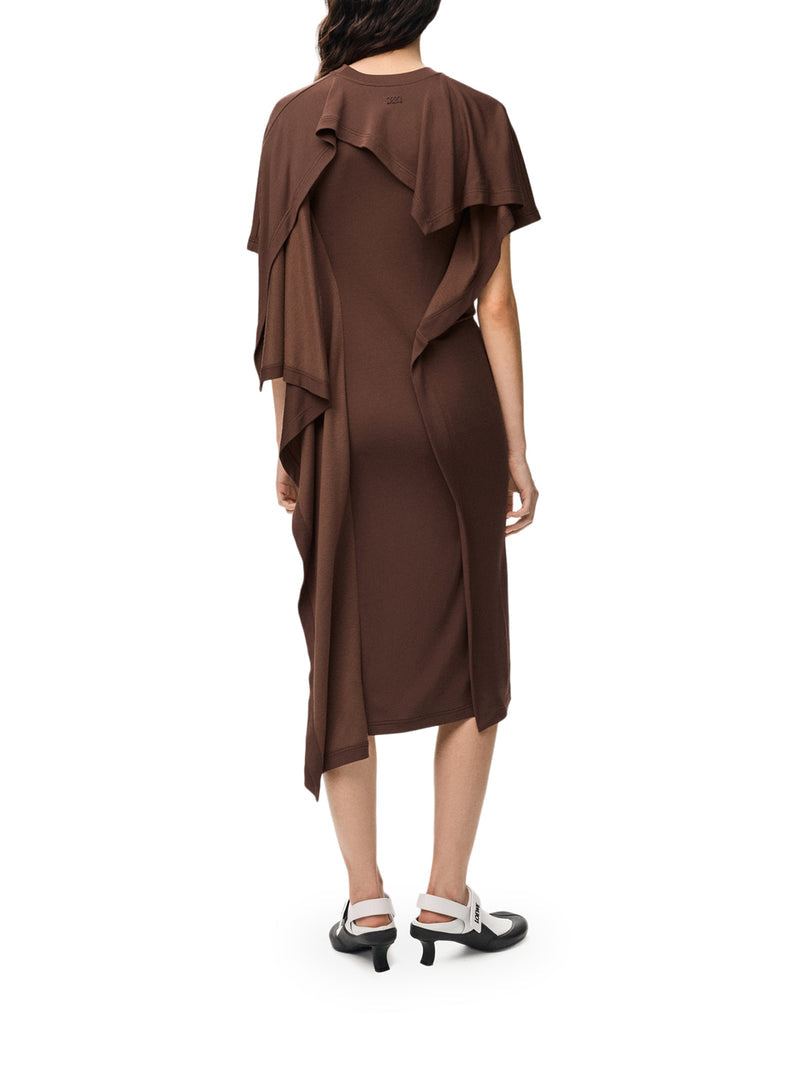 Loewe Women Dress With Asymmetric Draped Construction And Cape Panel LOEWE
