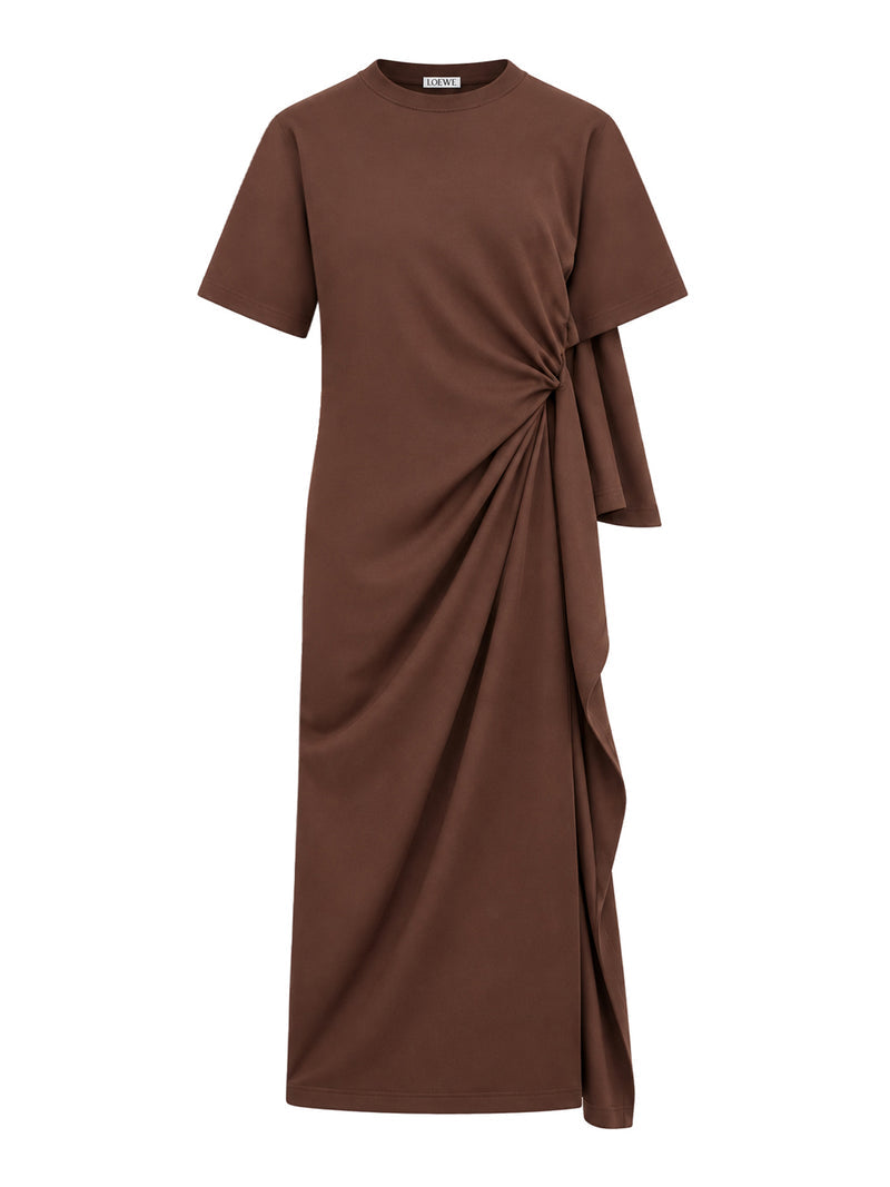Loewe Women Dress With Asymmetric Draped Construction And Cape Panel LOEWE