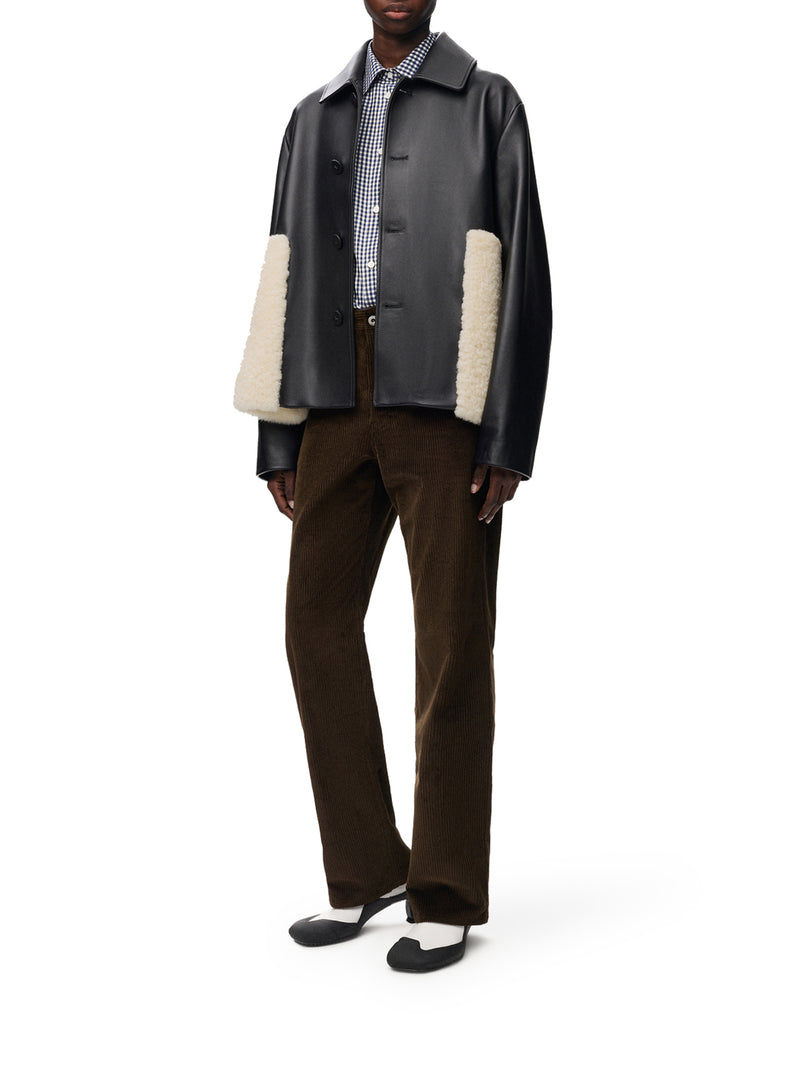 Loewe Women Lamb Nappa Jacket With Contrasting Shearling Trim LOEWE