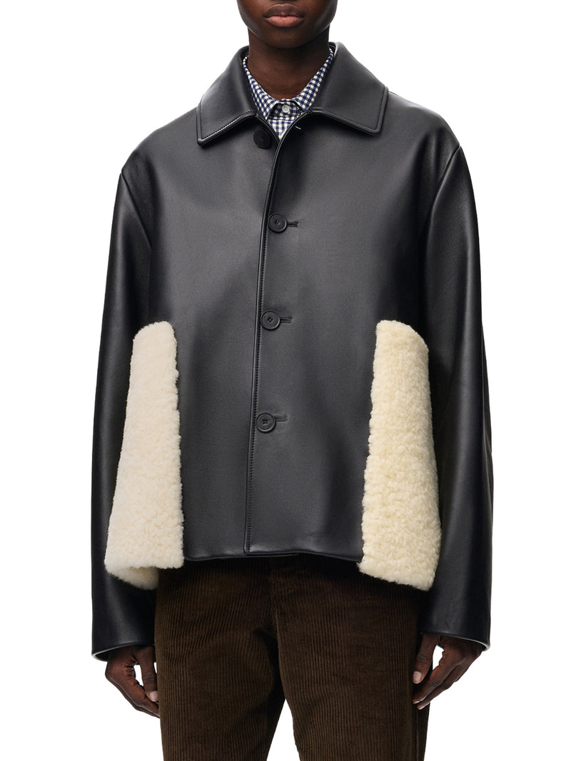 Loewe Women Lamb Nappa Jacket With Contrasting Shearling Trim LOEWE