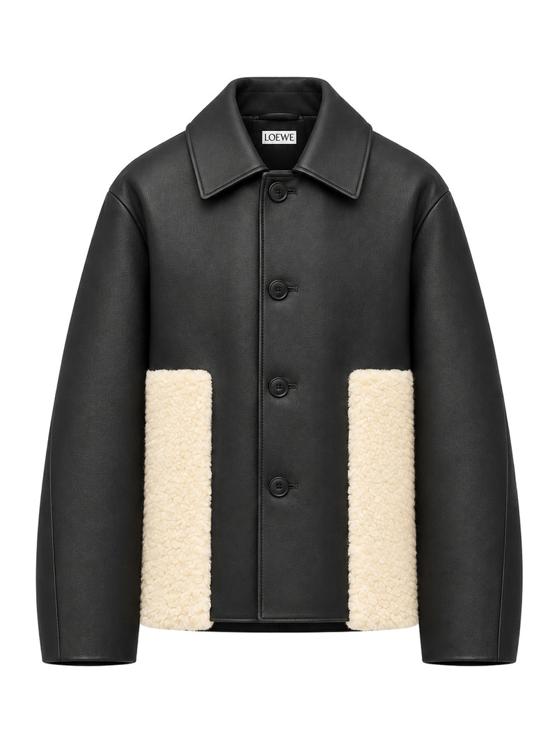 Loewe Women Lamb Nappa Jacket With Contrasting Shearling Trim LOEWE