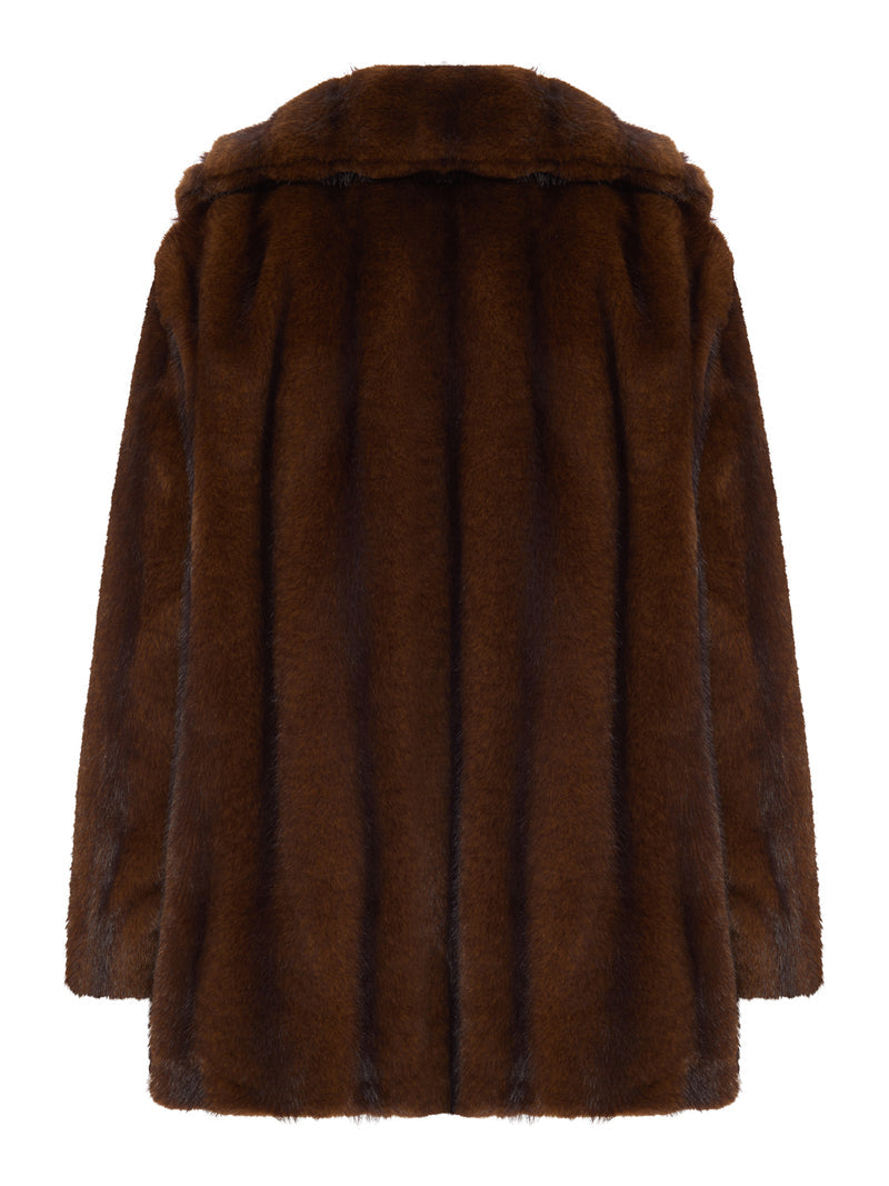 Maxmara Studio Women Eco Fur Coat With Revers Collar Maxmara Studio